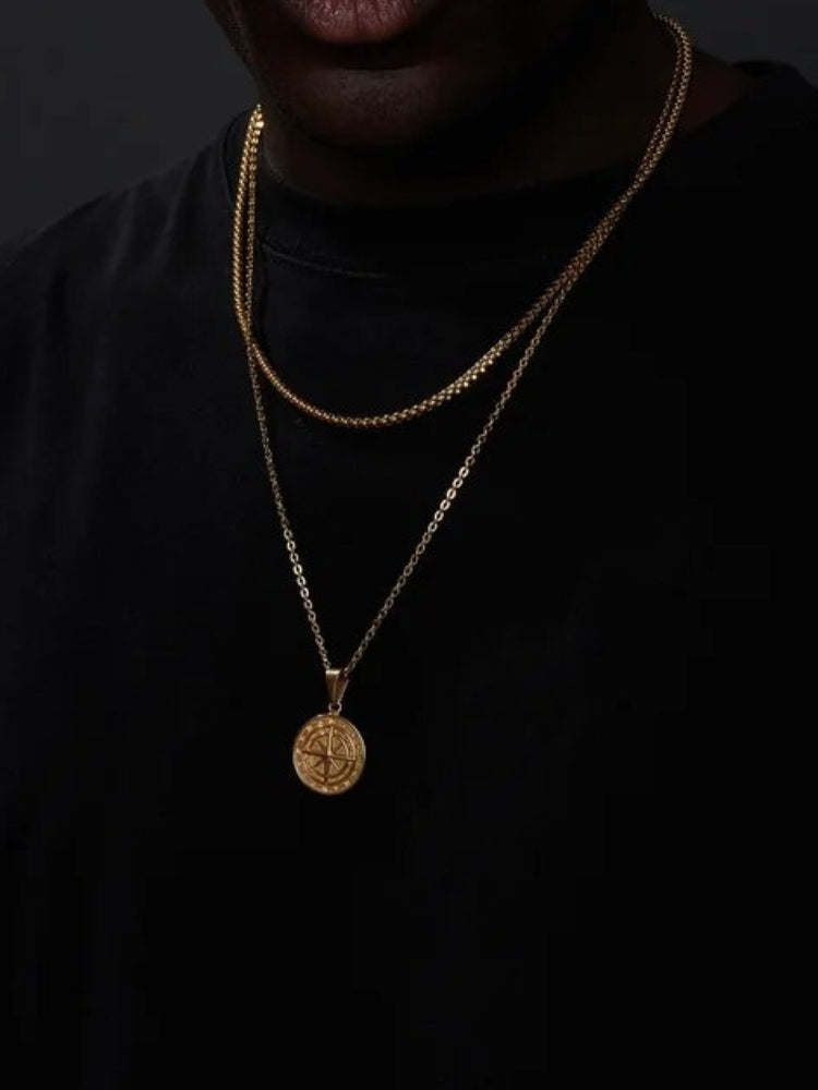 Collier Boussole Vieil Argent