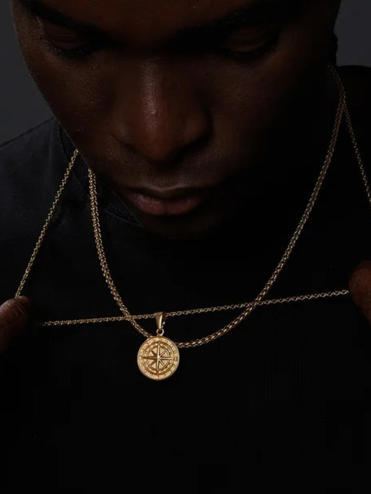 Collier Boussole Vieil Argent