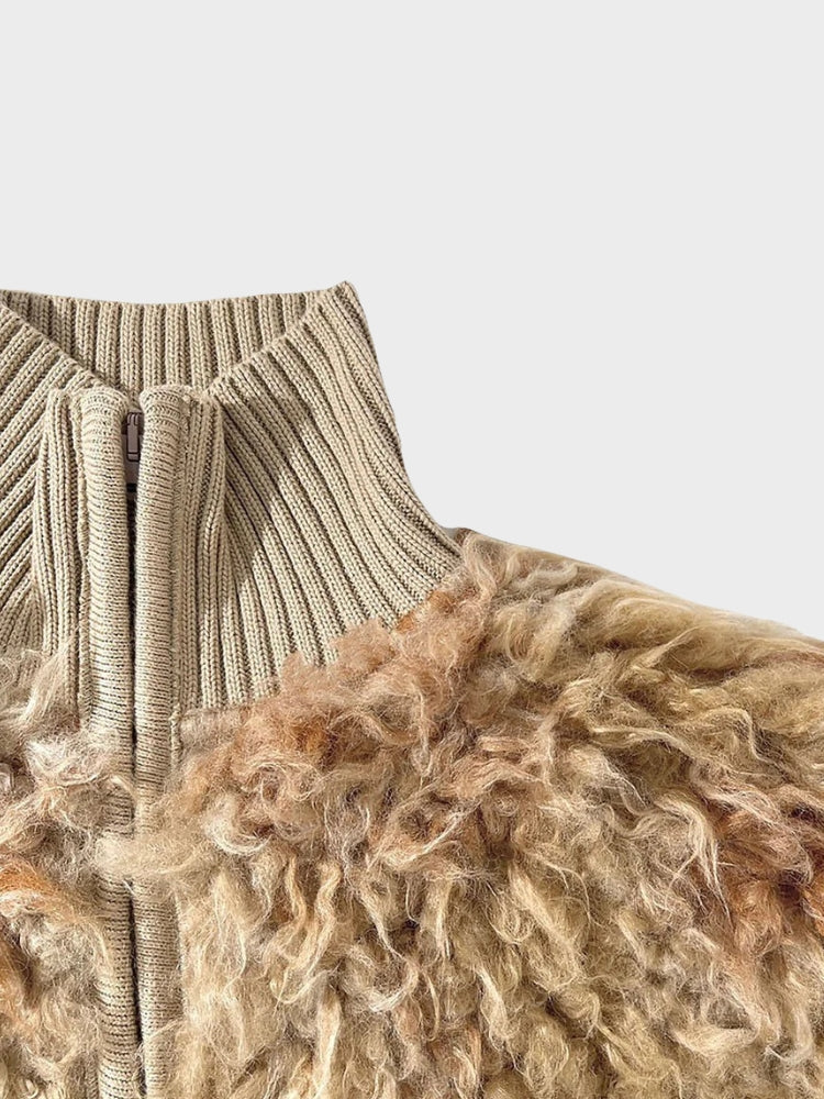 veste en peluche vintage en laine d’agneau