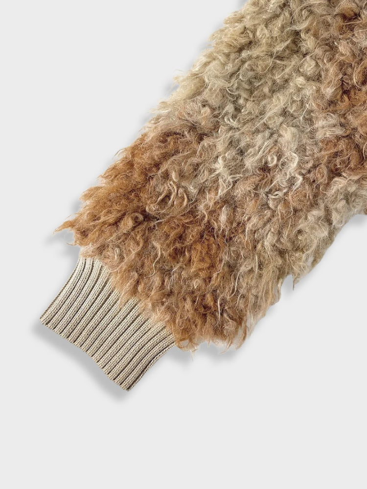 veste en peluche vintage en laine d’agneau