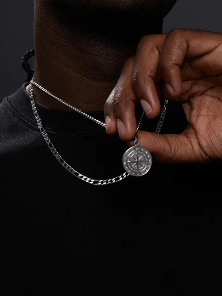 Collier Boussole Vieil Argent