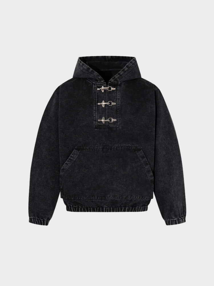 DCRB Toggle Front Washed Denim Hoodie