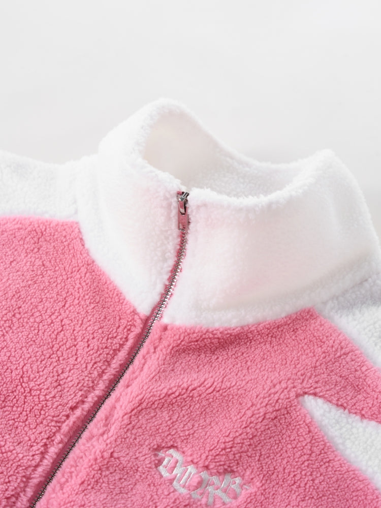 DCRB Two Tone Sherpa Fleece Jacket Pink