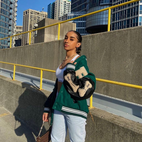 Veste Varsity Vintage Vert Os