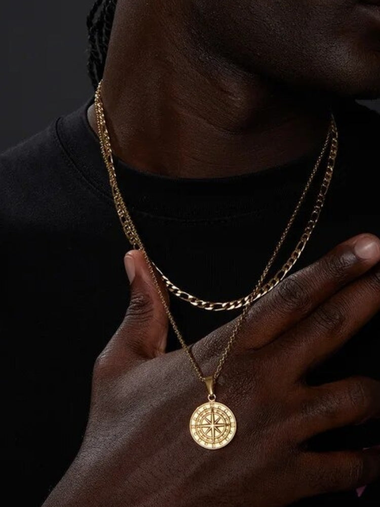 Collier Boussole Vieil Argent