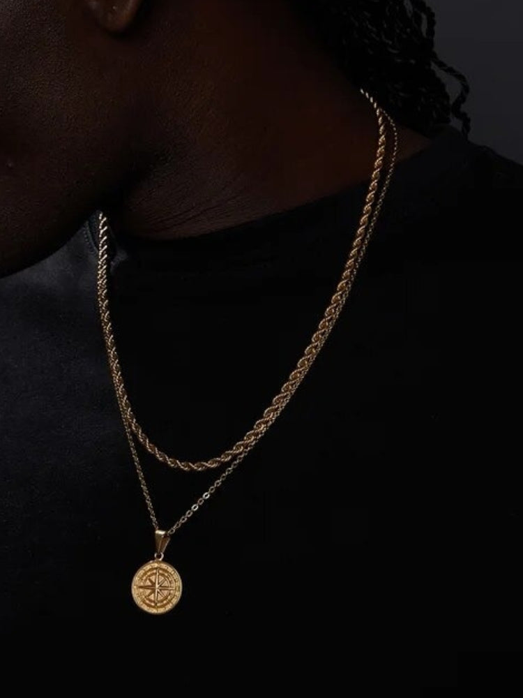 Collier Boussole Vieil Argent