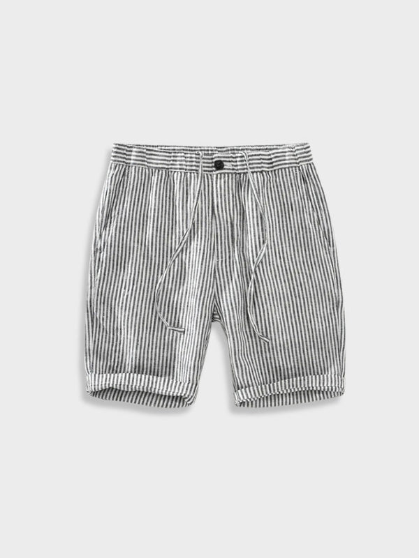 Grey Old Money Linen Shorts