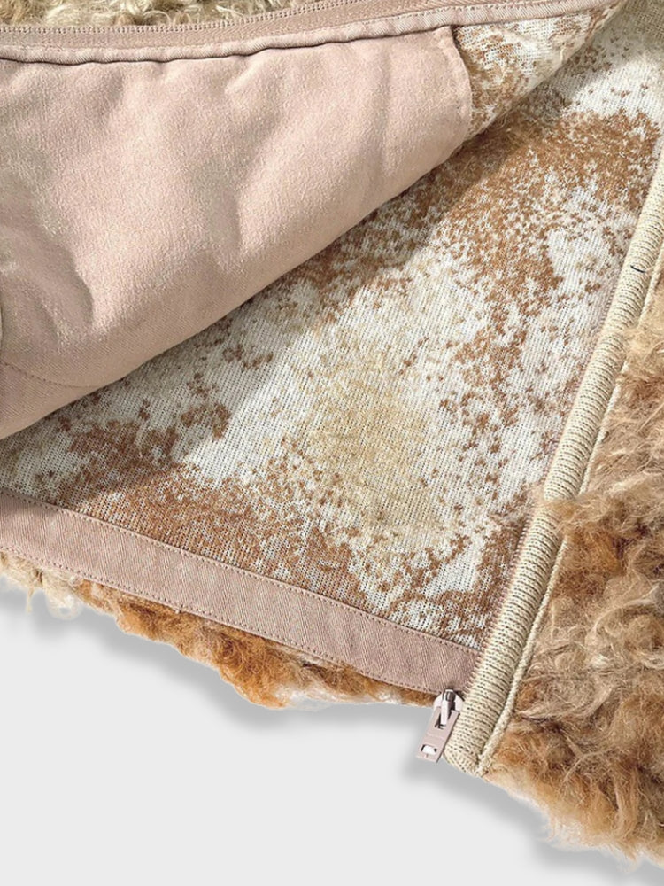 veste en peluche vintage en laine d’agneau