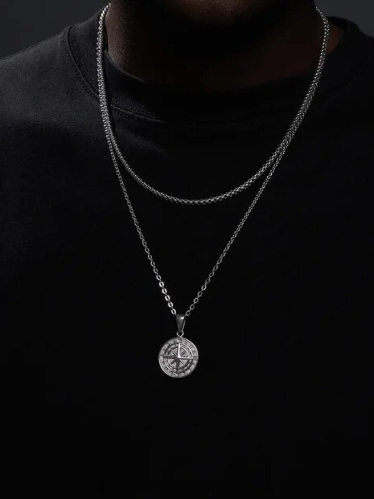 Collier Boussole Vieil Argent