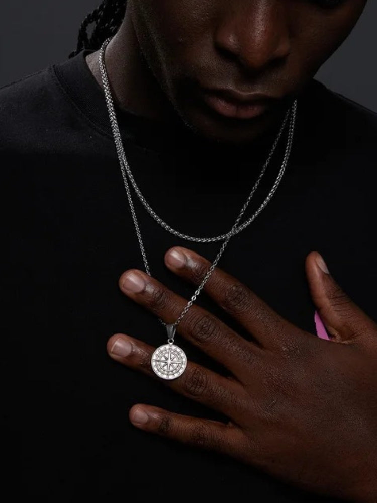 Collier Boussole Vieil Argent